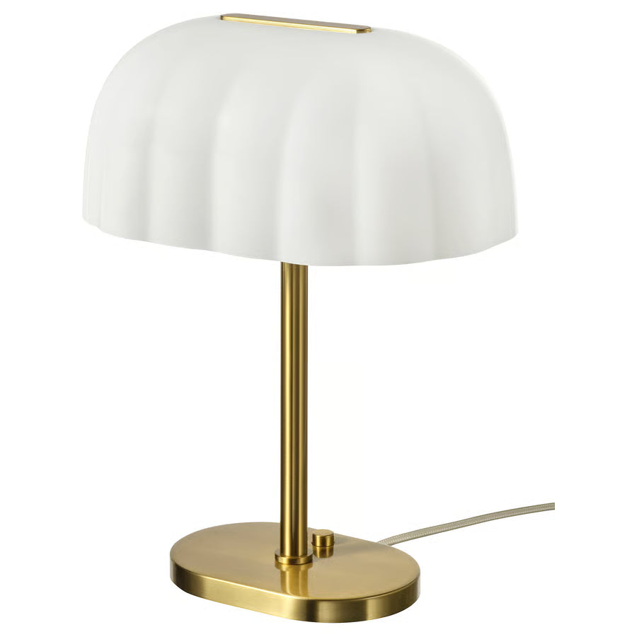 AKTERSPRING Stolna lampa, opalno bijela staklo/mjedeno, 39 cm