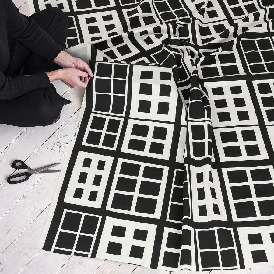 BROKAKLEJA Prethod odrezana tkanina, crna/geometrijski, 150x300 cm