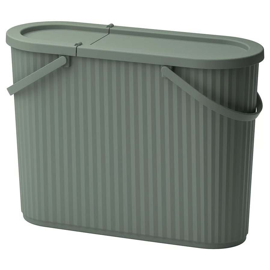 DAMMÄNG Kanta+poklopac, sivo-zelena, 48 l