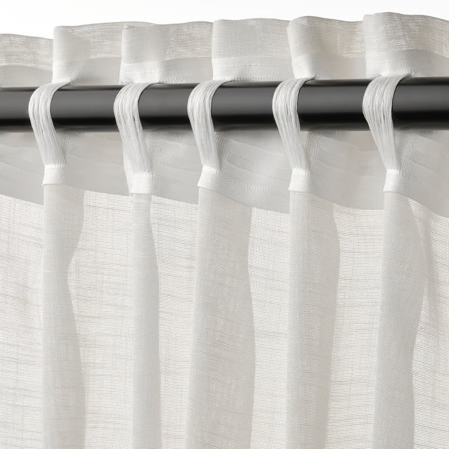 HÄLLEBRÄCKA Prozirne zavjese, 1 par, bijela/s gornjom trakom, 145x300 cm