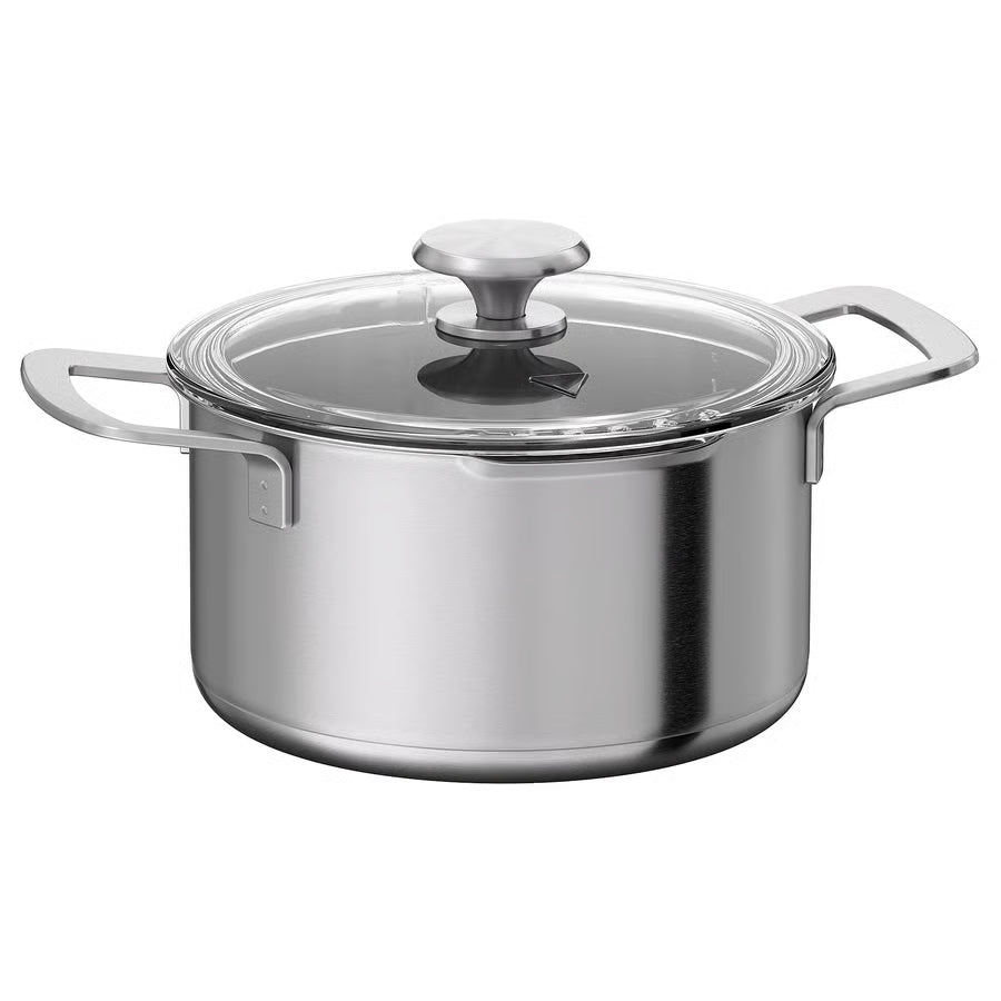 HEMKOMST Lonac+poklopac, nehrđajući čelik/staklo, 3 l