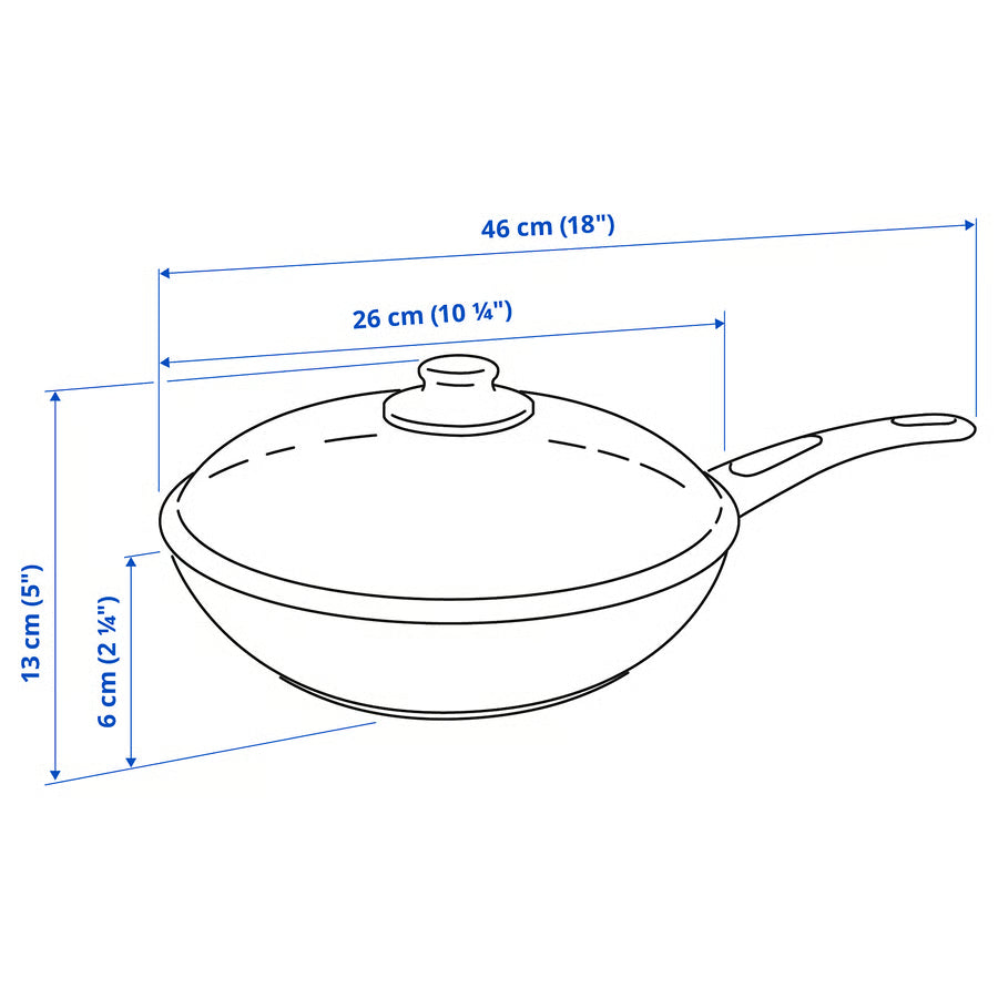 HEMLAGAD Duboka tava+poklopac, neljepljiv sloj crna, 26 cm