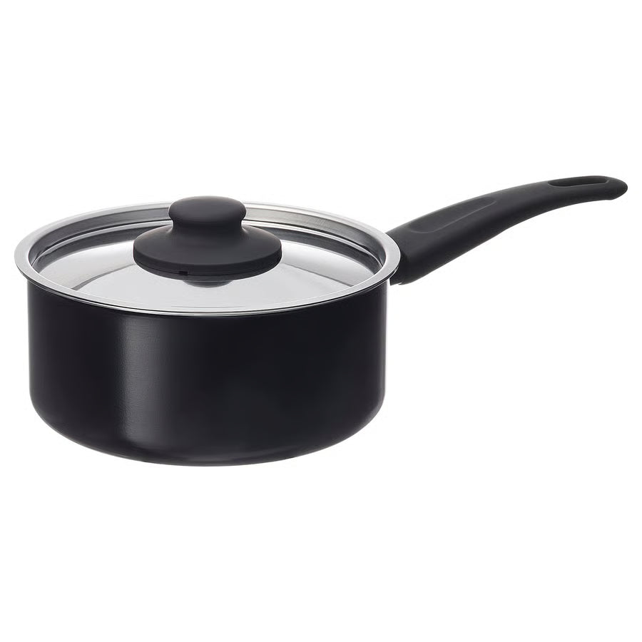 HEMLAGAD Posuda+poklopac, neljepljiv sloj crna, 2 l