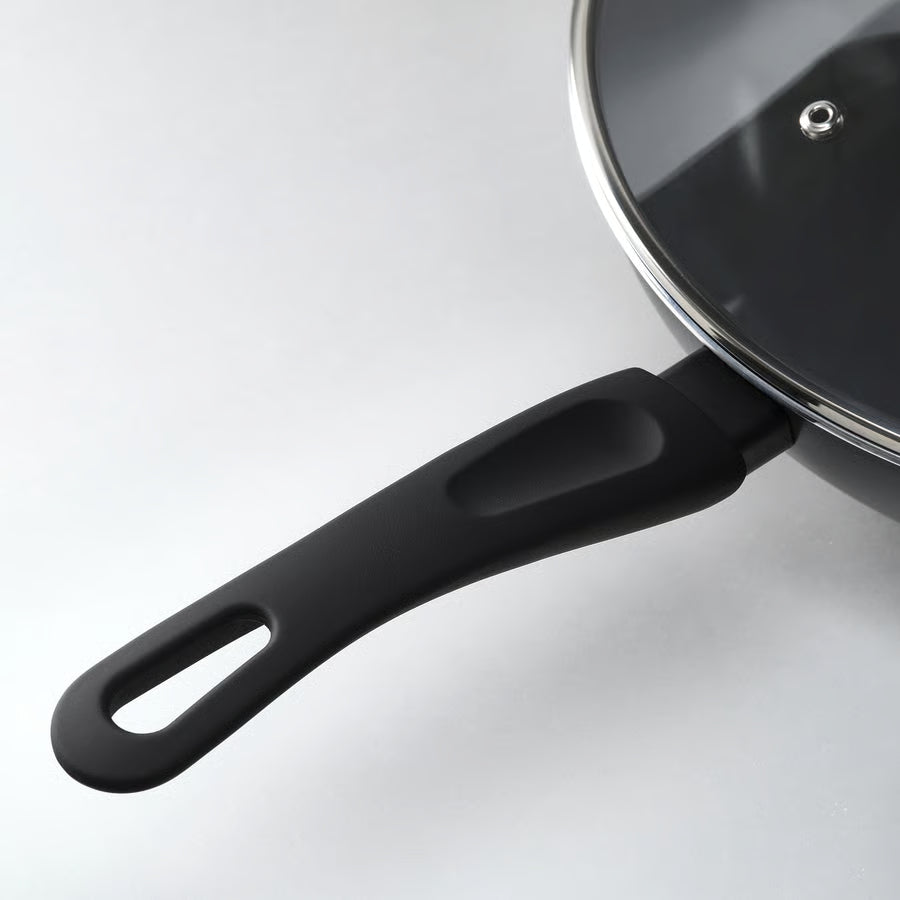 HEMLAGAD Wok s poklopcem, neljepljiv sloj crna, 28 cm