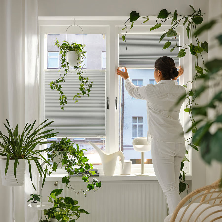 HORNVALLMO Plisirani zastor za zamračivanje, bijela/od vrha prema dnu od dna prema vrhu, 60x130 cm