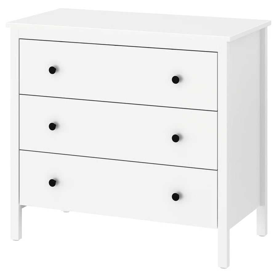 Komoda s 3 ladice, bijela, 90x46x83 cm