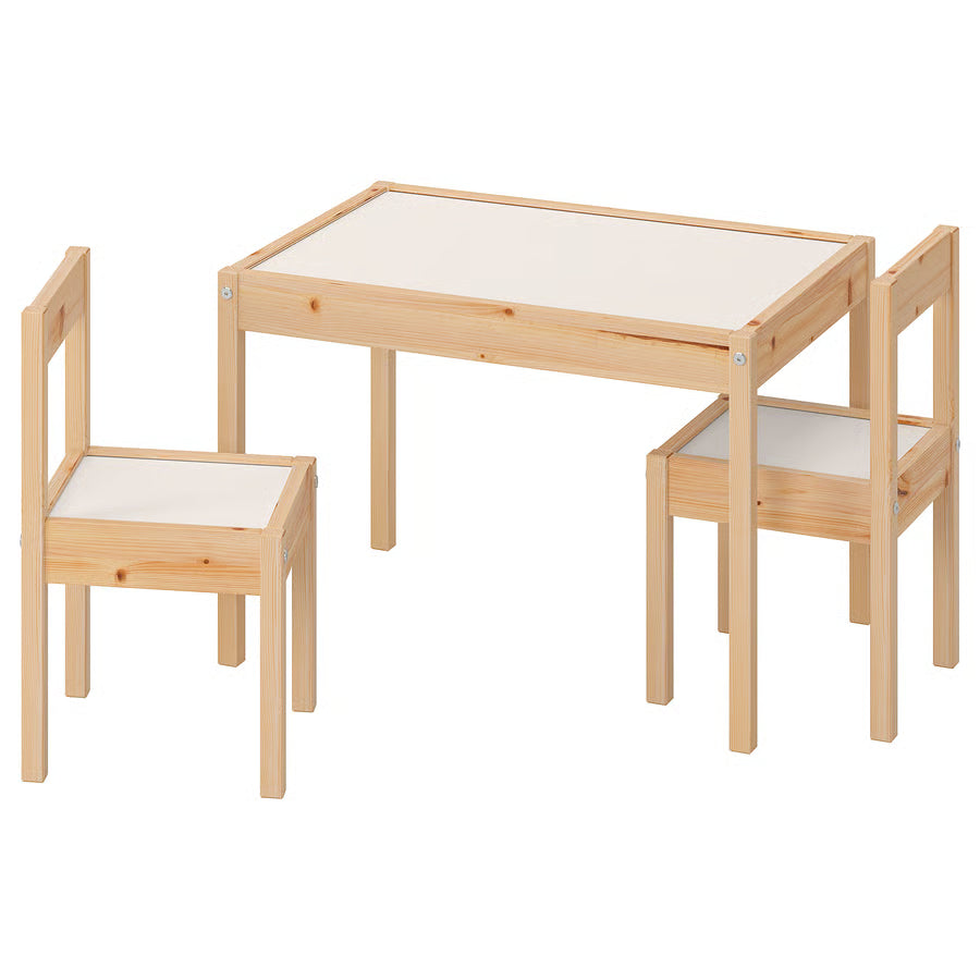 Dječji stol s 2 stolice, bijela/bor