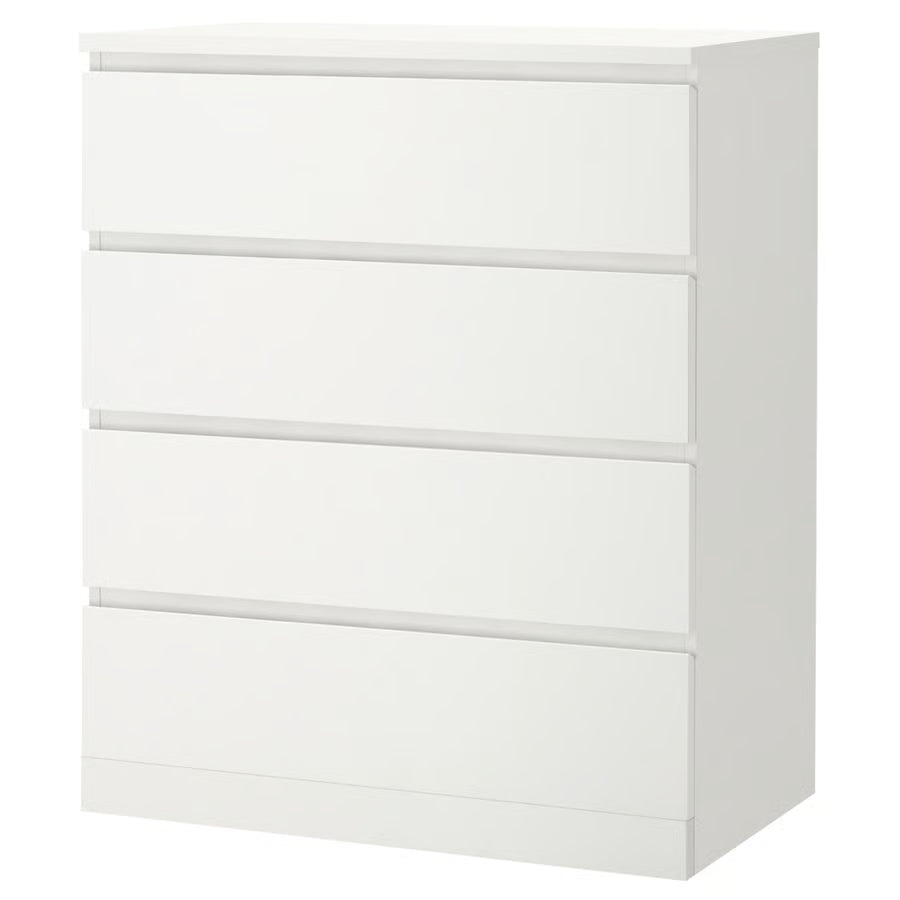 Komoda s 4 ladice, bijela, 80x100 cm