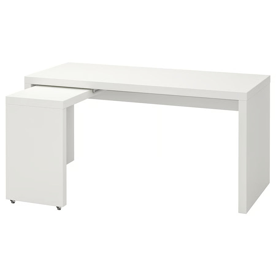 MALM Radni stol+izvlačna ploča, bijela, 151x65 cm