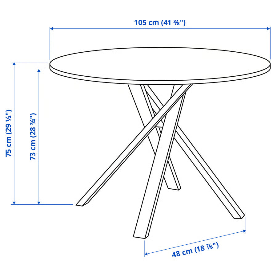 MARIEDAMM Stol, crna efekt mramora, 105 cm