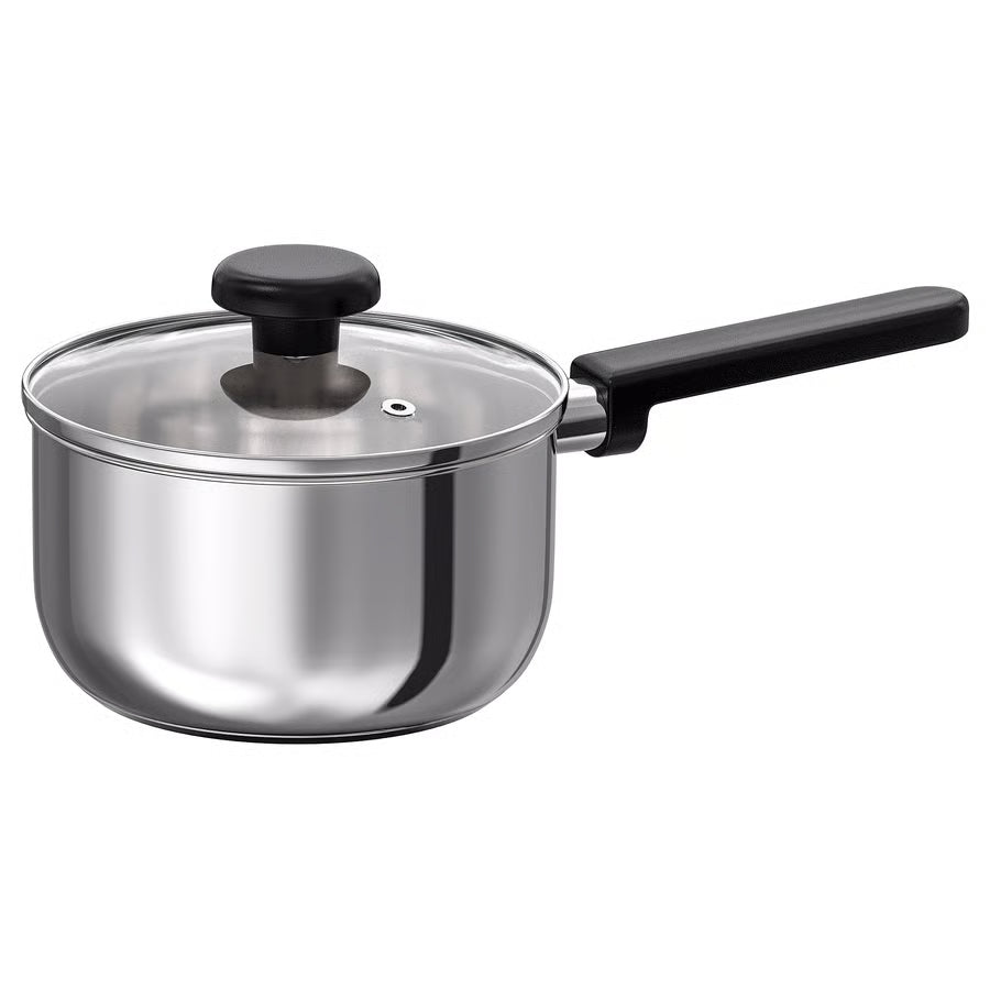 MIDDAGSMAT Posuda+poklopac, prozirno staklo/nehrđajući čelik, 2 l