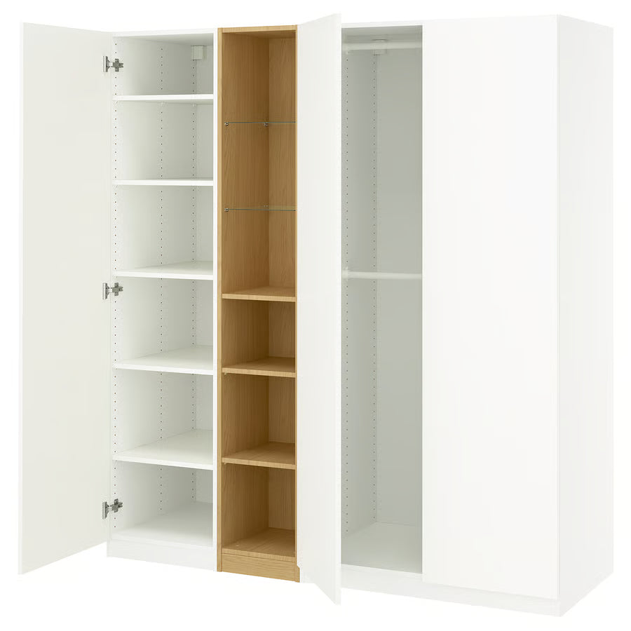 PAX / FORSAND Komb/ormar, bijela bijela/efekt hrasta, 185x60x201 cm