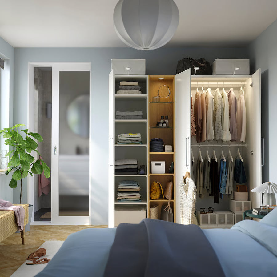 PAX / FORSAND Komb/ormar, bijela bijela/efekt hrasta, 185x60x201 cm