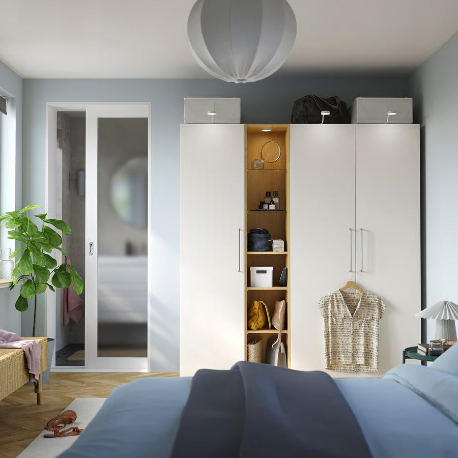 PAX / FORSAND Komb/ormar, bijela bijela/efekt hrasta, 185x60x201 cm