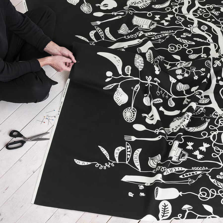 PIPDÅN Prethod odrezana tkanina, crna/bijela, 150x300 cm
