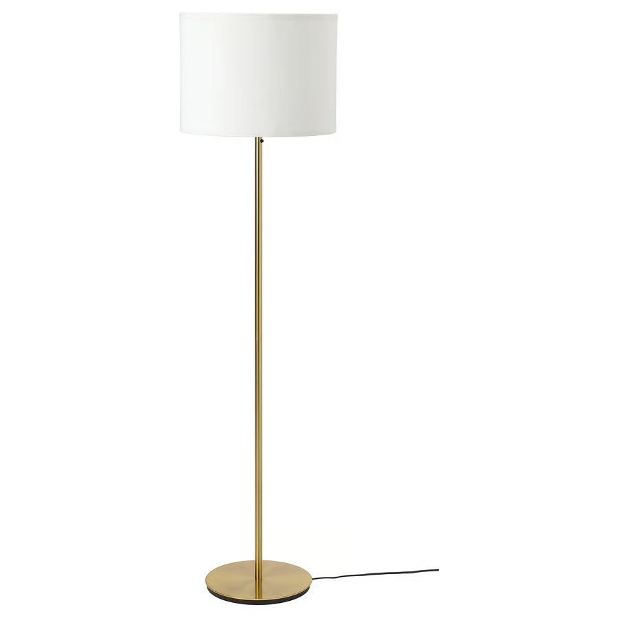 RINGSTA / SKAFTET Podna lampa, bijela/mjed