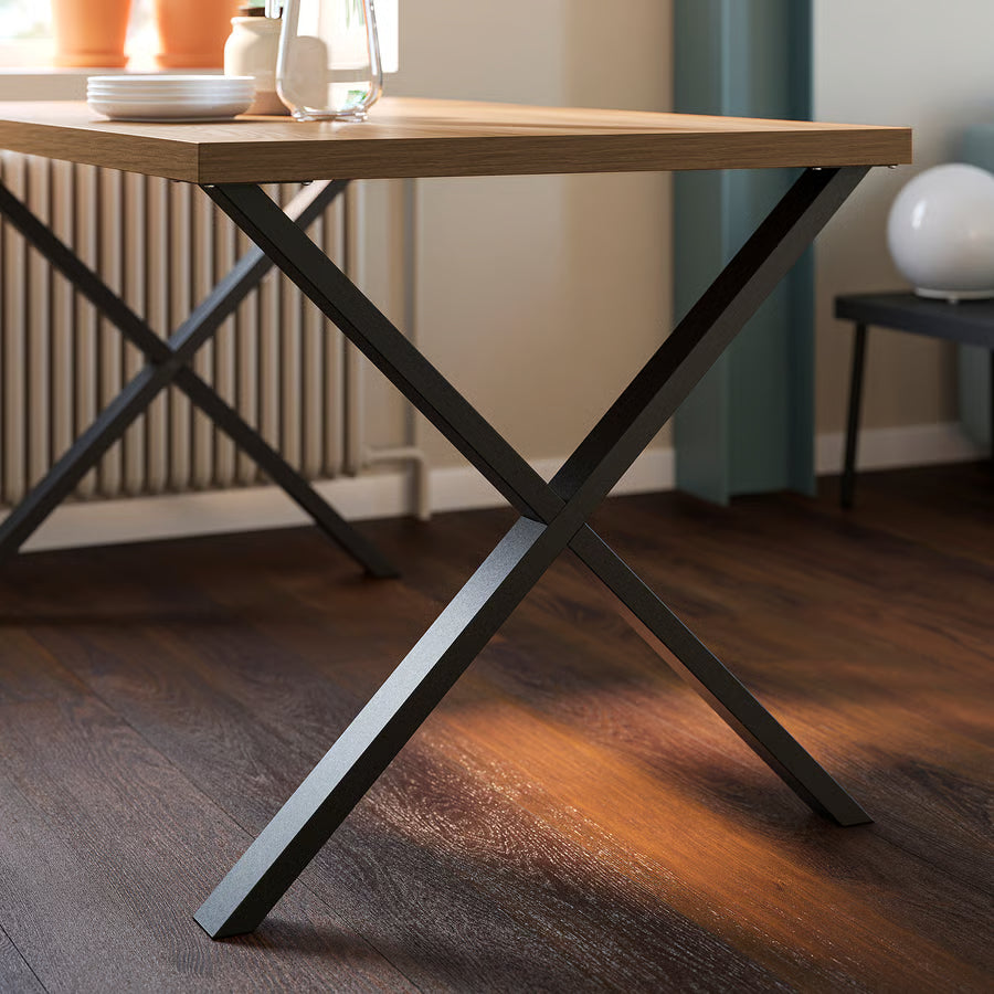 SKÅLSTA Stol, efekt oraha/oblik X crno-siva, 140x80 cm