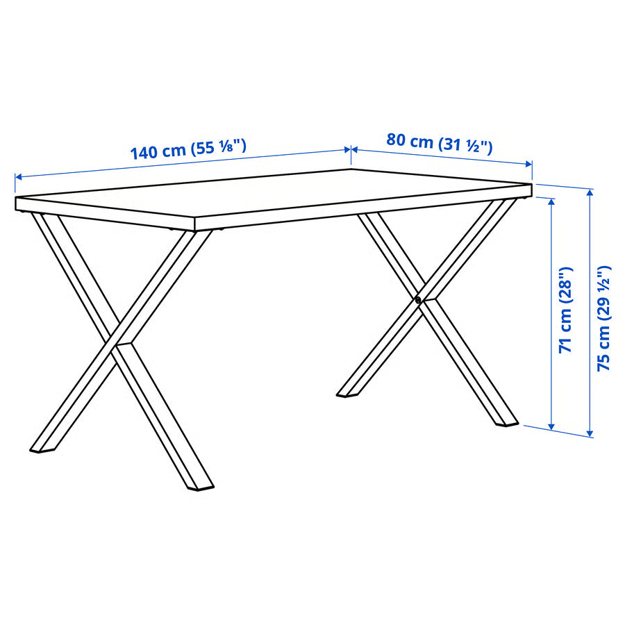 SKÅLSTA Stol, efekt oraha/oblik X crno-siva, 140x80 cm