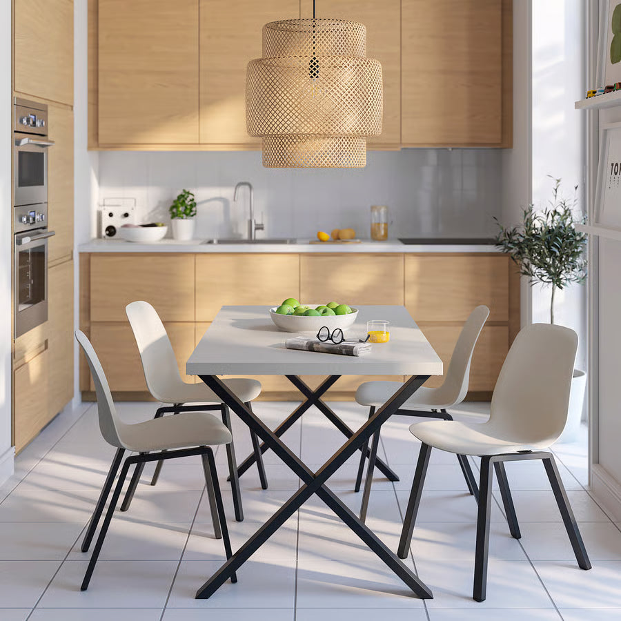 SKÅLSTA Stol, svijetlo siva-bež/oblik X crno-siva, 140x80 cm