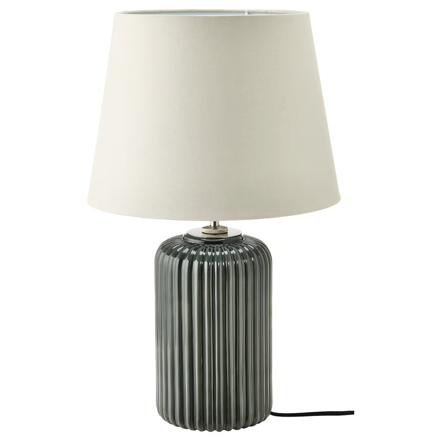 SNÖBYAR Stolna lampa, sivo-tirkizna keramička/siva, 52 cm