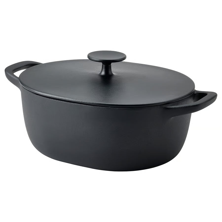 VARDAGEN Posuda s poklopcem, emajlirano lijevano željezo mat/crna, 5 l